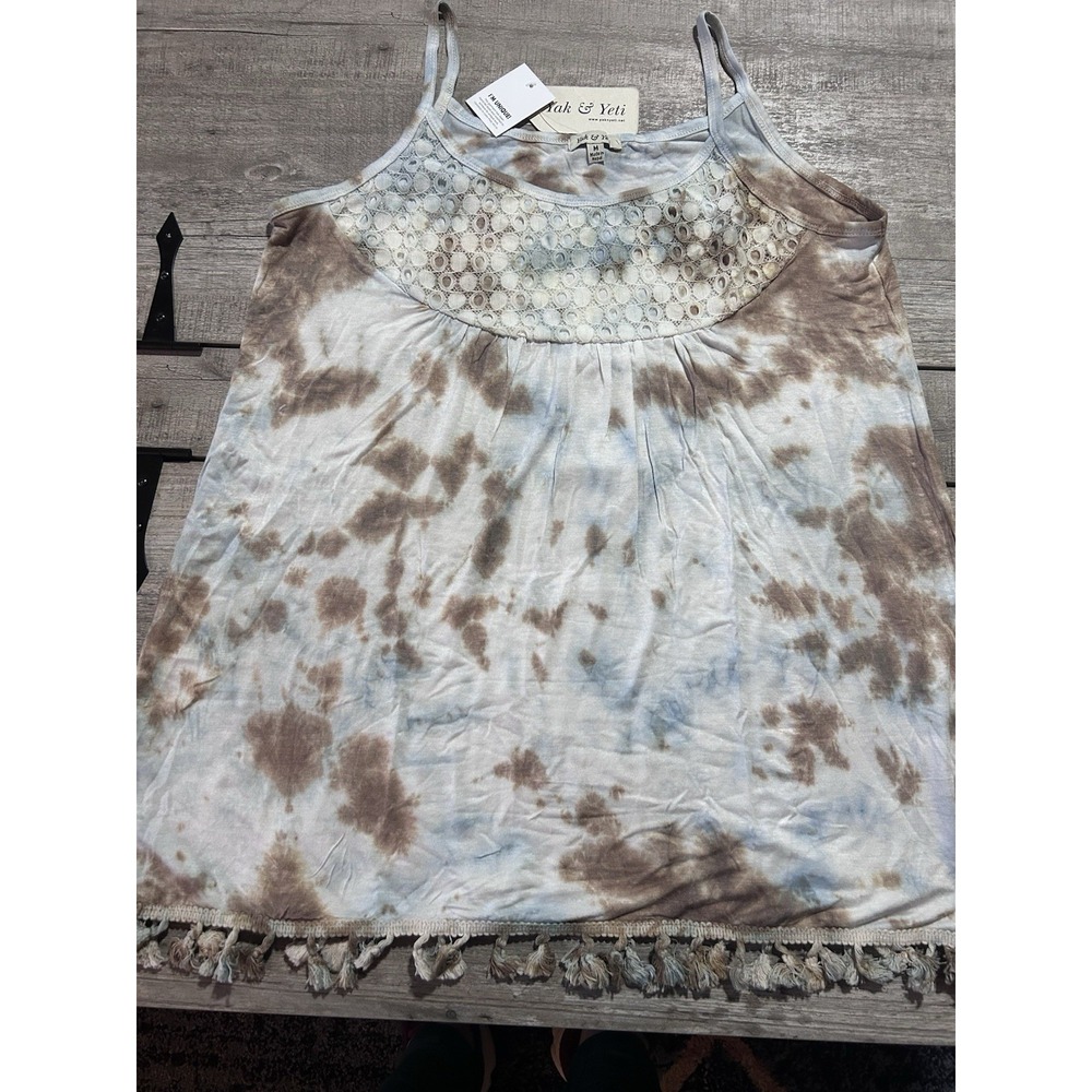 Yak & Yeti Boho Tank Top Tie Dye Tassel Hem Nepal NWT Boutique Festival